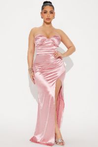Jackie Satin Gown - Pink sold by Fashion Nova