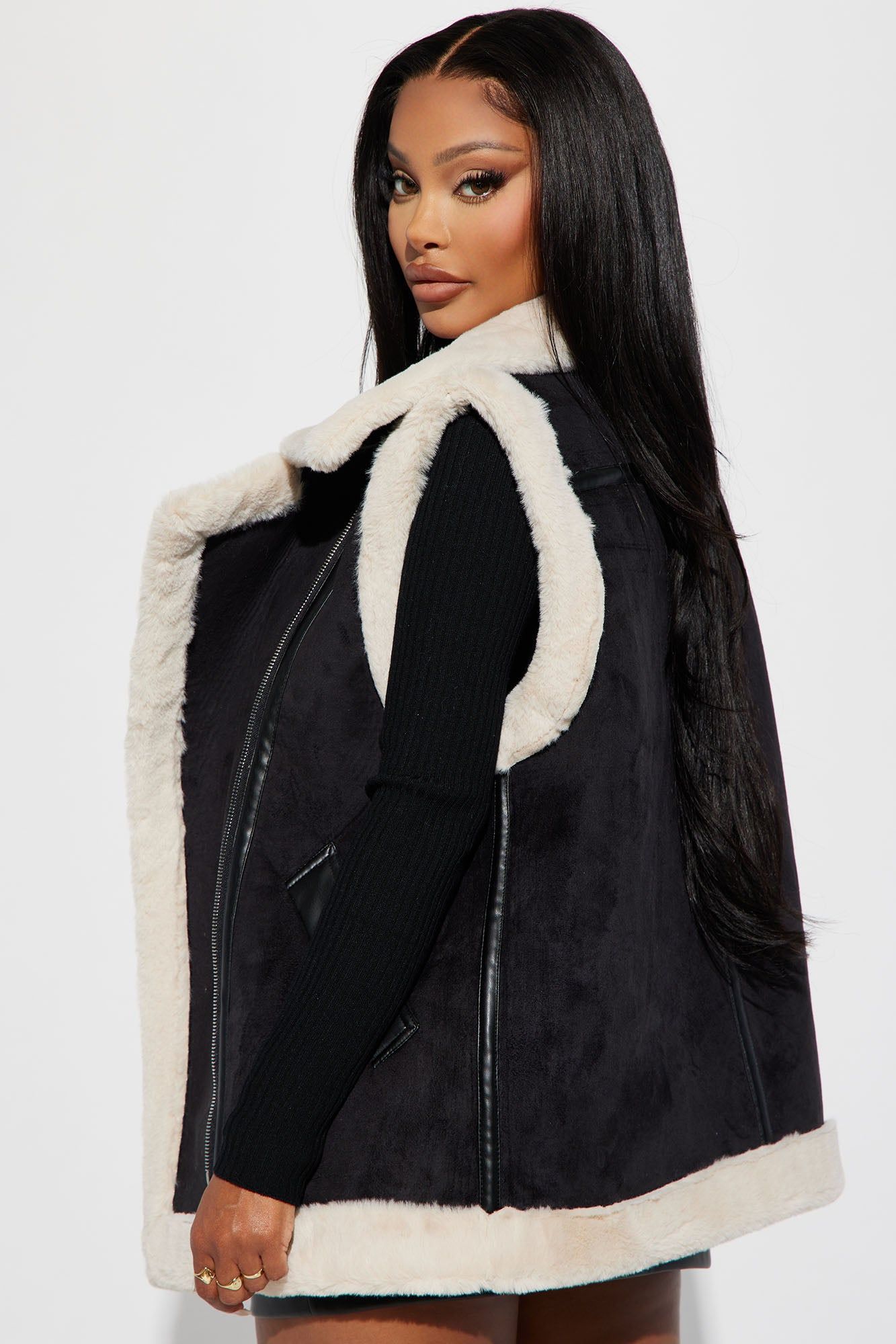 Come My Way Shearling Vest - Black sold by Fashion Nova product image thumbnail 3