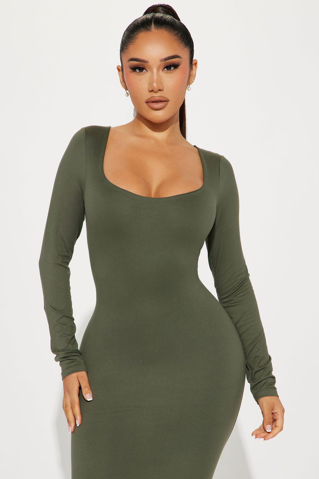 Hadley Double Lined Midi Dress - Olive sold by Fashion Nova product image thumbnail 2