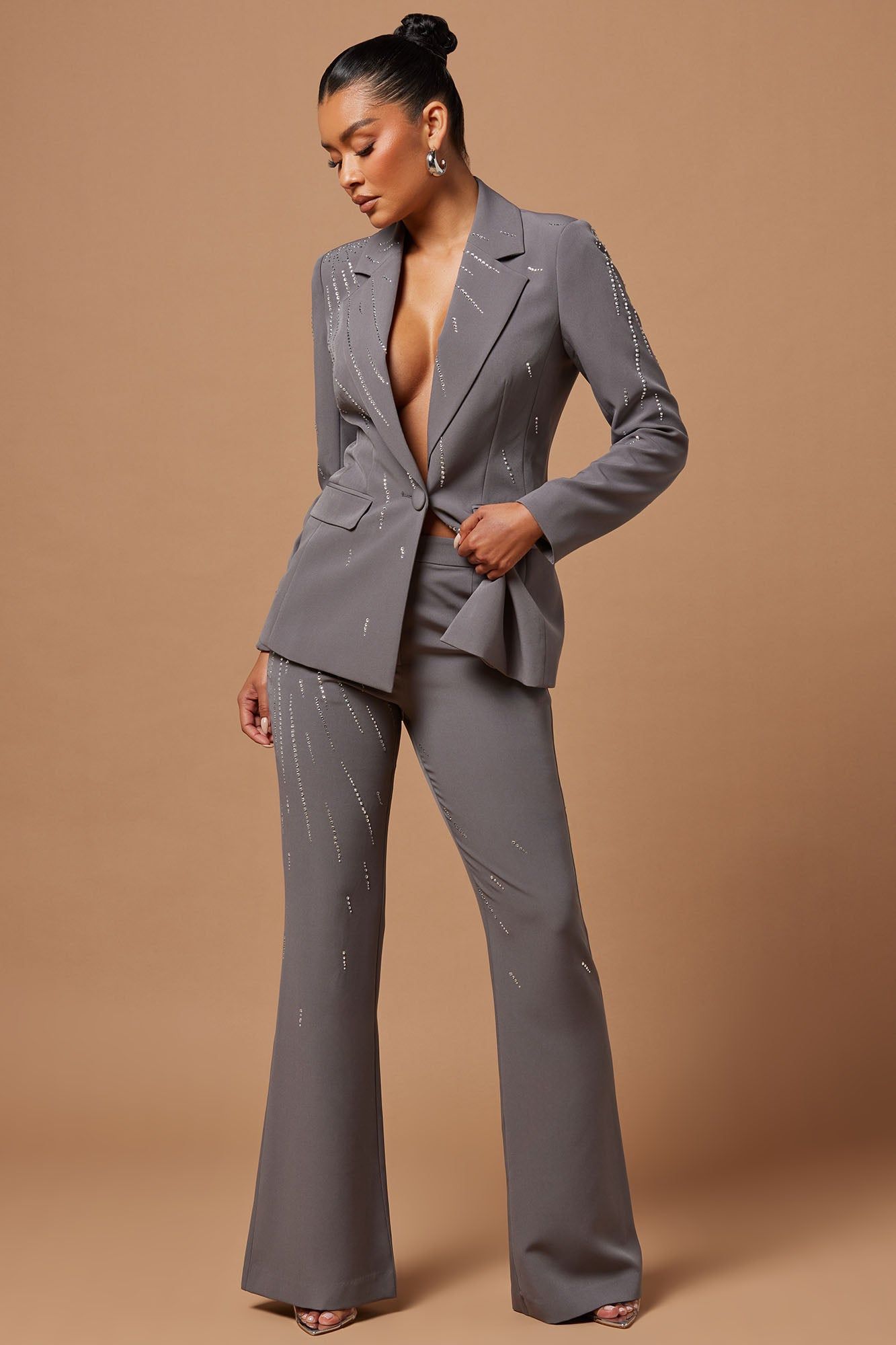 Elle Embellished Trouser - Charcoal sold by Fashion Nova