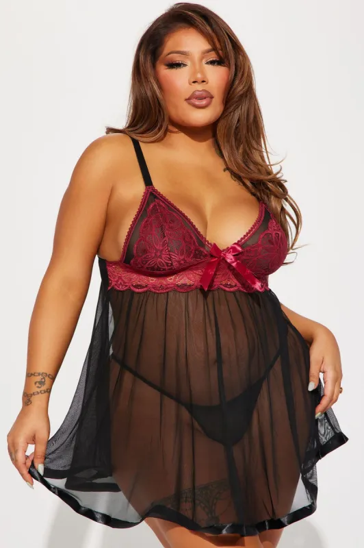 Late Night Fling Babydoll - Black/combo sold by Fashion Nova