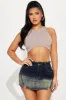 Back It Up Tinted Denim Mini Skirt - Dark Wash sold by Fashion Nova