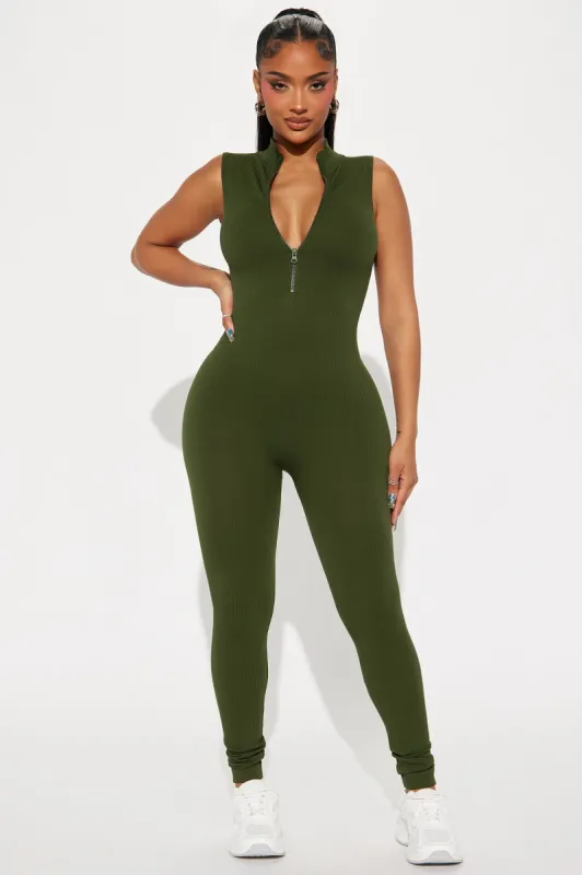 Johanna Seamless Jumpsuit - Olive sold by Fashion Nova