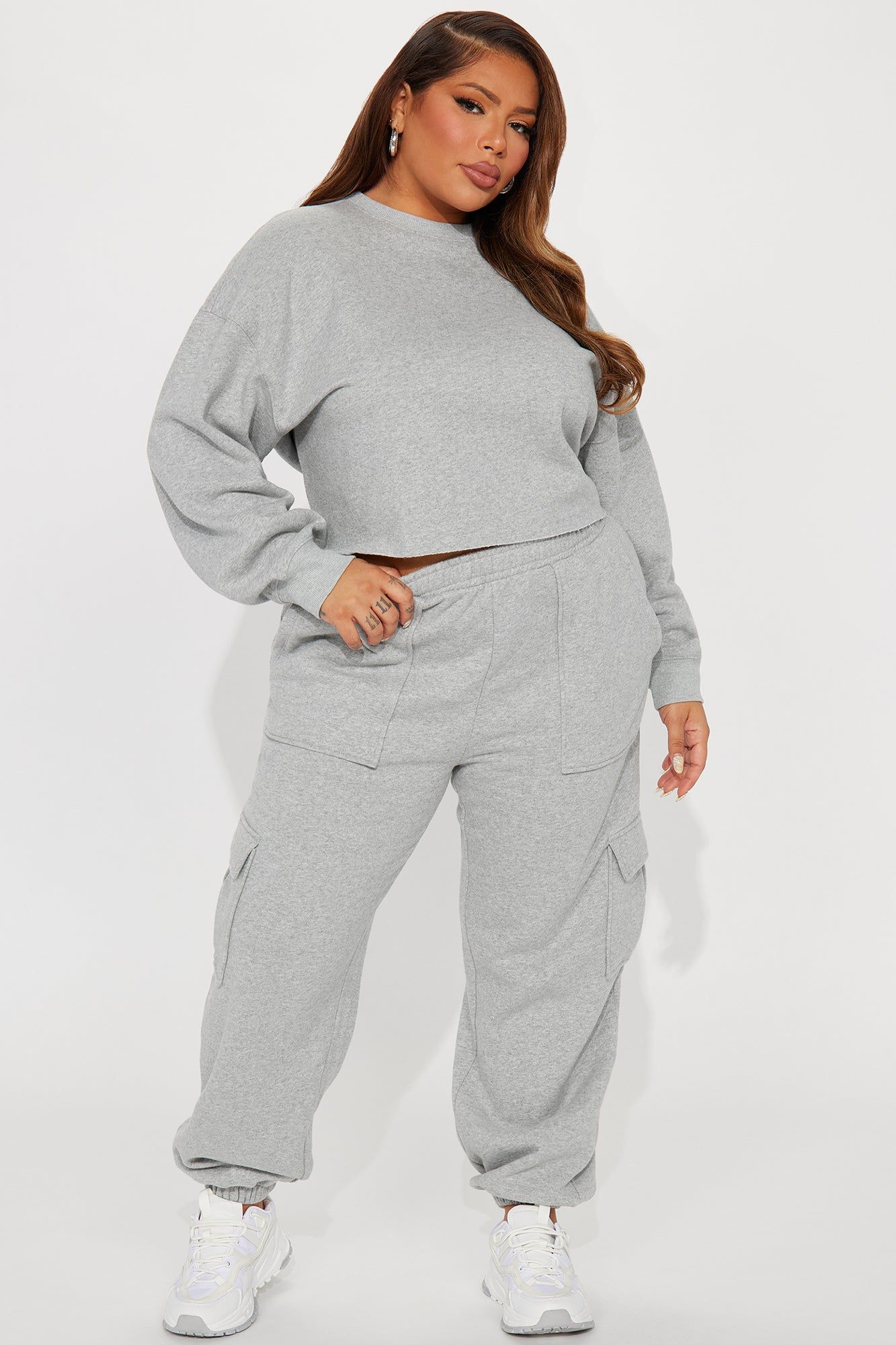 Living Life Fleece Jogger Set - Heather Grey sold by Fashion Nova product image thumbnail 4