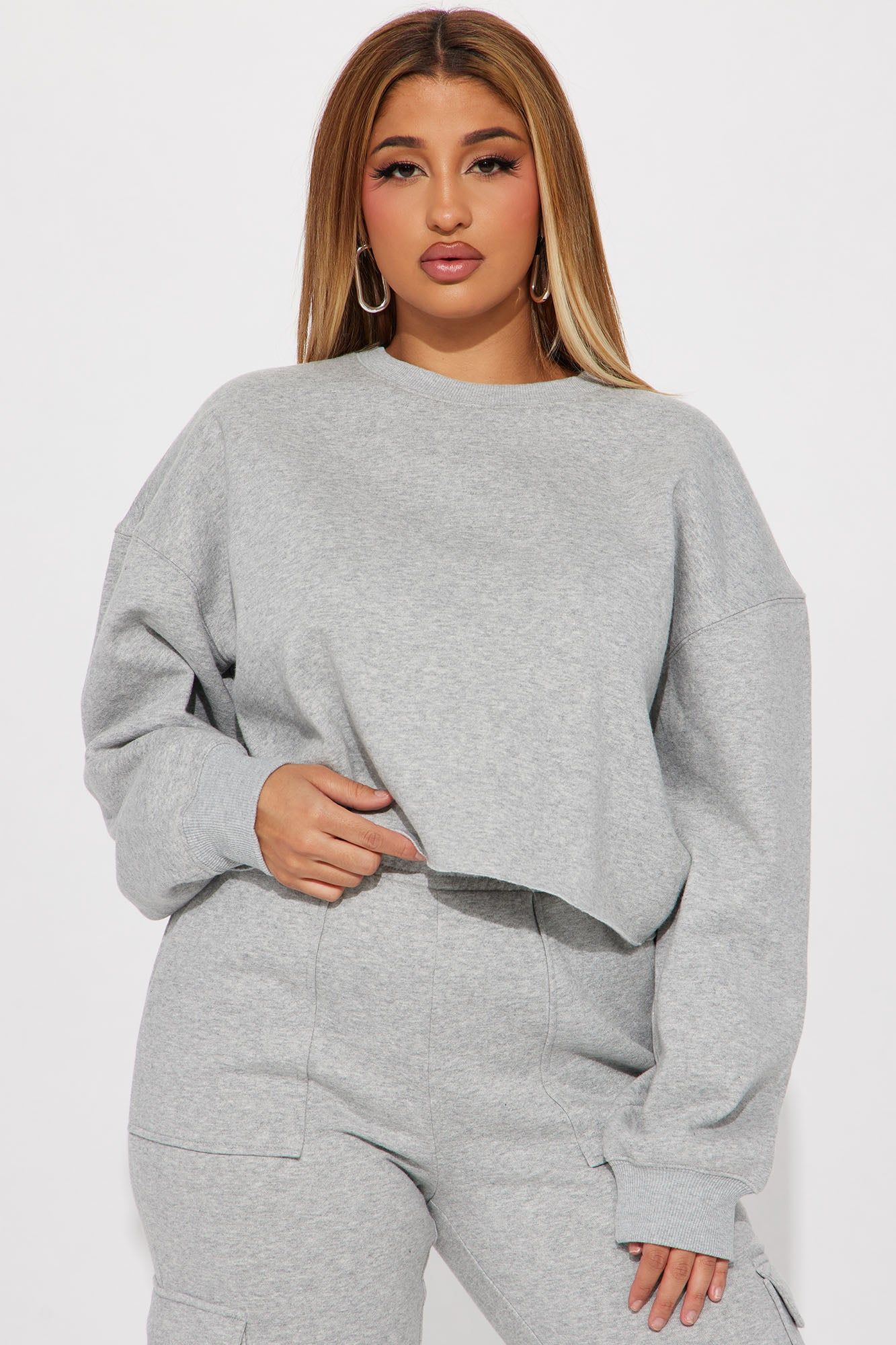 Living Life Fleece Jogger Set - Heather Grey sold by Fashion Nova product image thumbnail 2