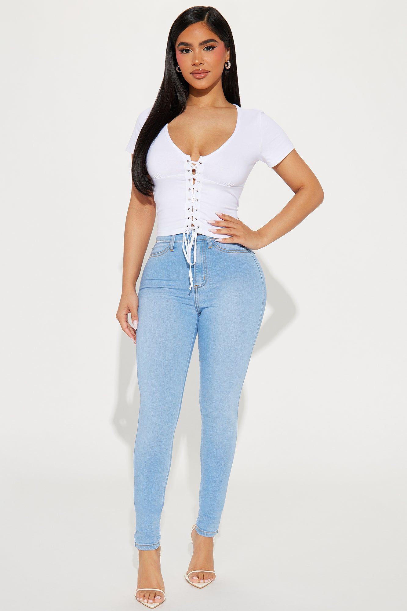 Lilly Lace Up Top - White sold by Fashion Nova product image thumbnail 2