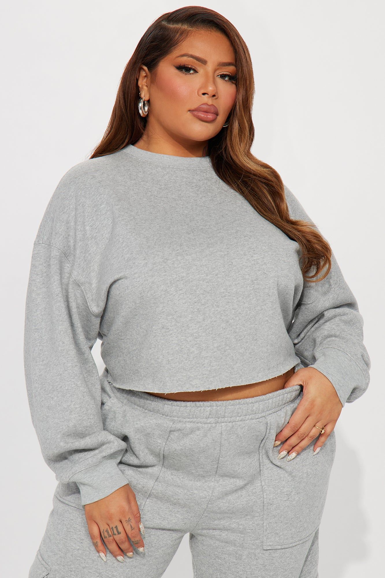 Living Life Fleece Jogger Set - Heather Grey sold by Fashion Nova product image thumbnail 5
