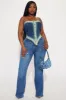Ride Along Washed Denim Top - Blue/combo sold by Fashion Nova