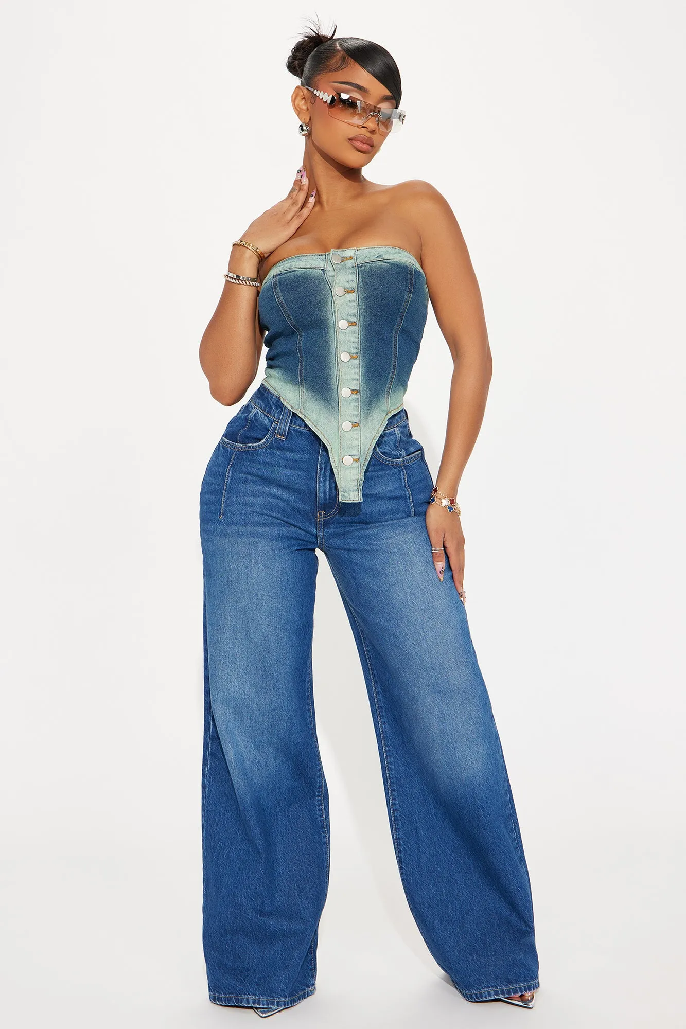 Ride Along Washed Denim Top - Blue/combo sold by Fashion Nova product image thumbnail 3