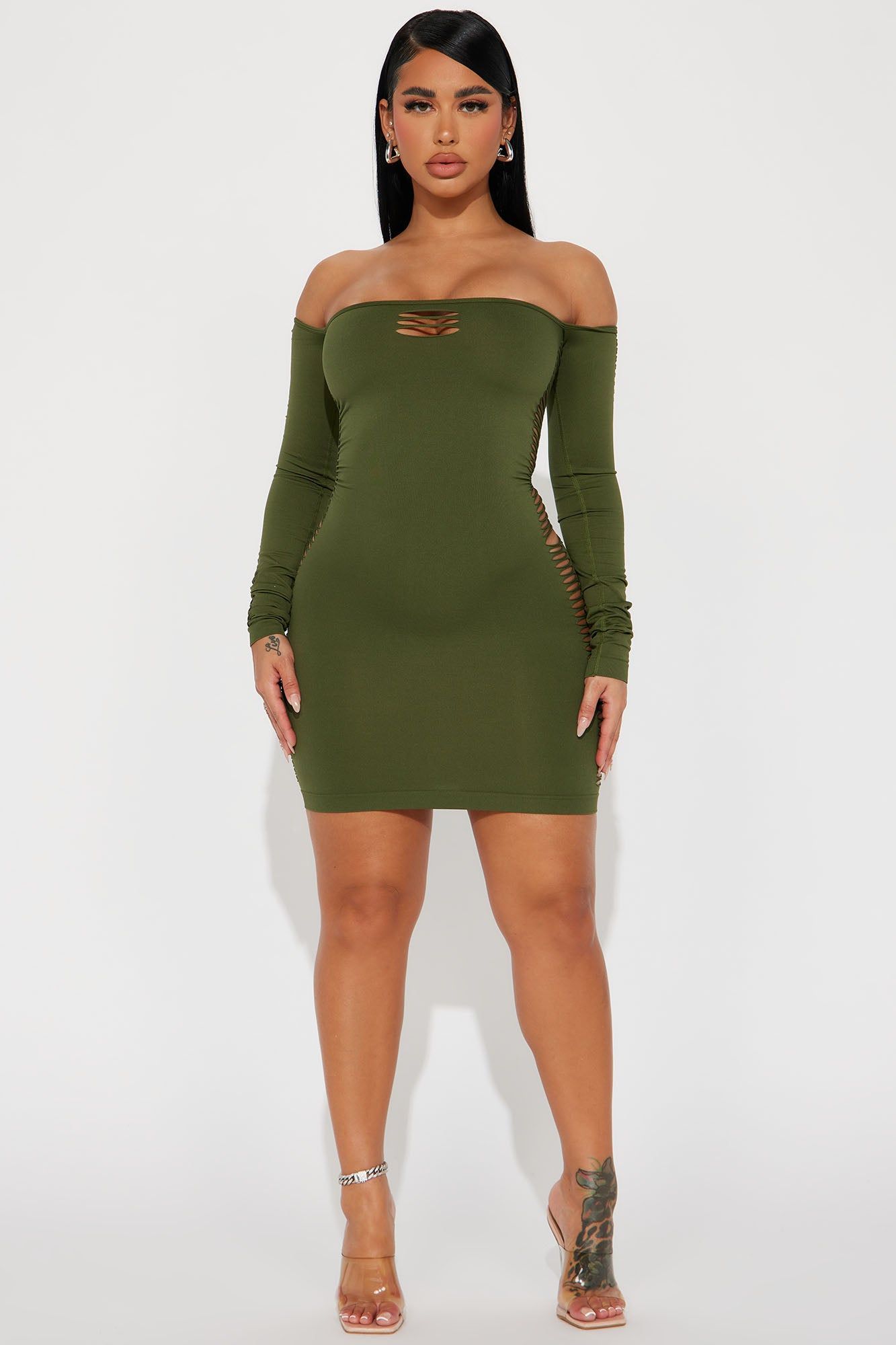 Sarah Seamless Mini Dress - Olive sold by Fashion Nova product image thumbnail 2