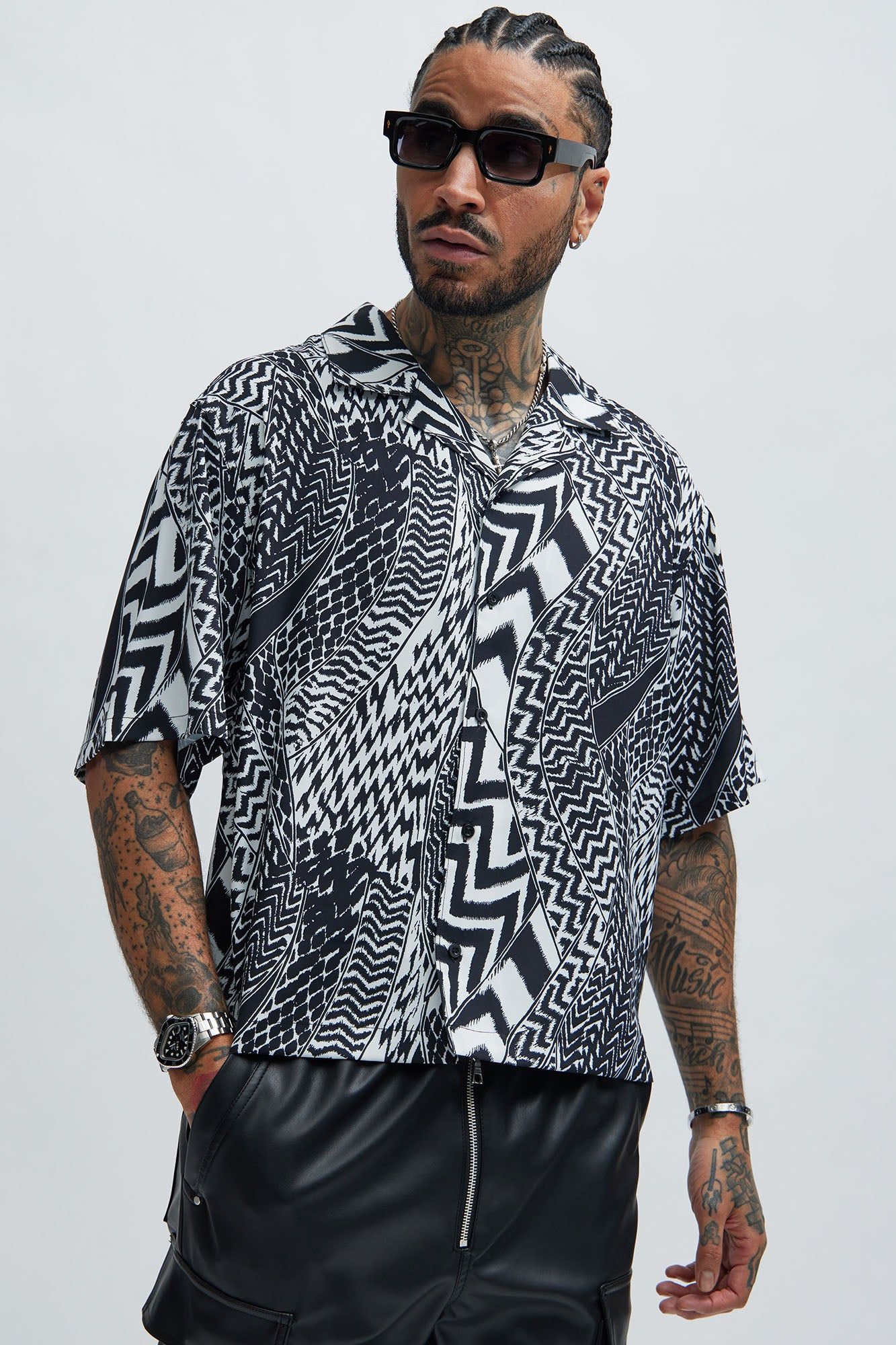 Dovercreek Tribal Shirt - Black/White sold by Fashion Nova