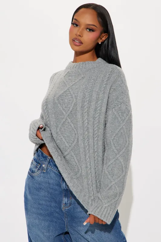 Winter Nights Cable Knit Sweater - Grey sold by Fashion Nova