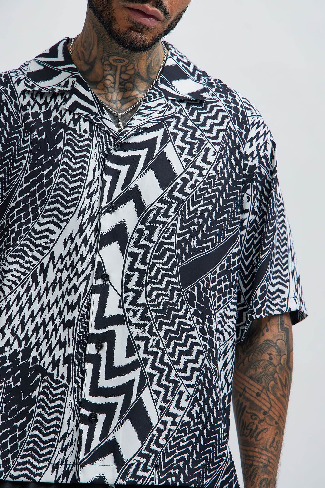 Dovercreek Tribal Shirt - Black/White sold by Fashion Nova product image thumbnail 3