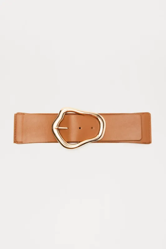 Amara Abstract Stretch Belt - Brown sold by Fashion Nova