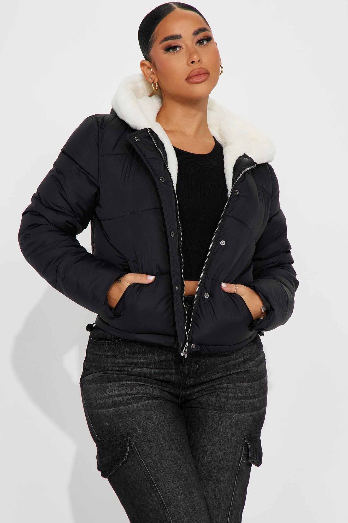 Cozied Up Jacket - Black sold by Fashion Nova