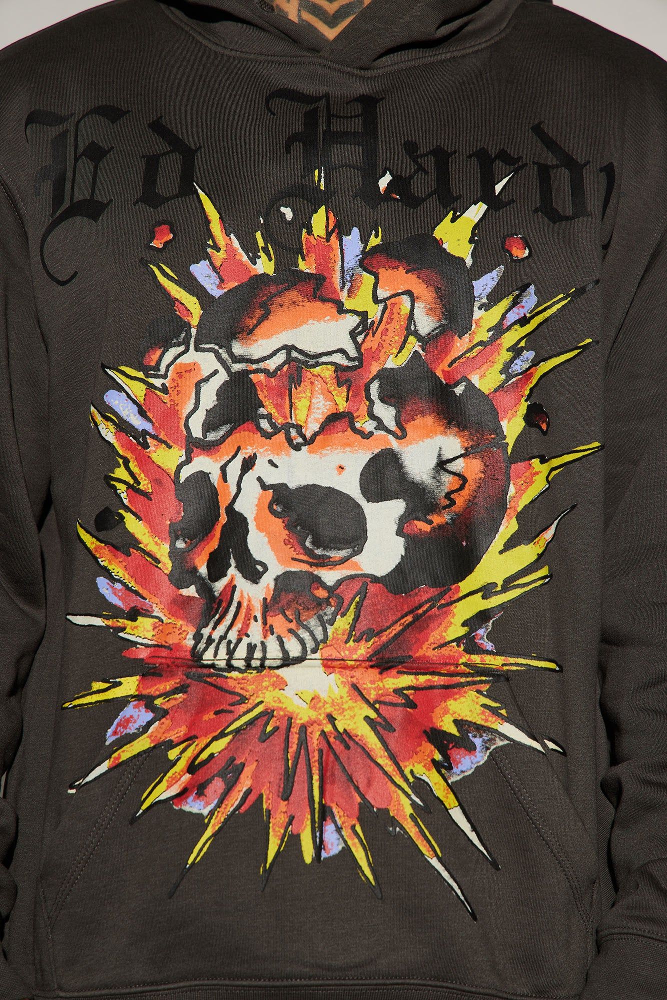 Ed Hardy Exploding Skull Hoodie - Charcoal sold by Fashion Nova product image thumbnail 3