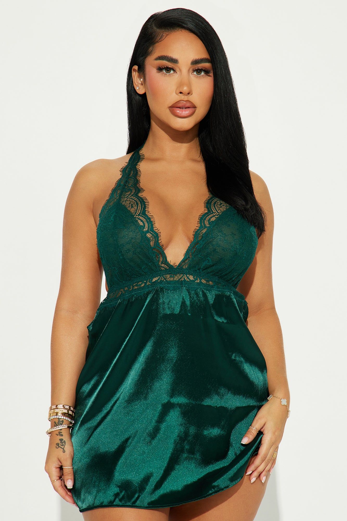 Need Your Love Satin Cami Sleep Dress - Green sold by Fashion Nova