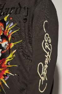 Ed Hardy Exploding Skull Hoodie - Charcoal sold by Fashion Nova