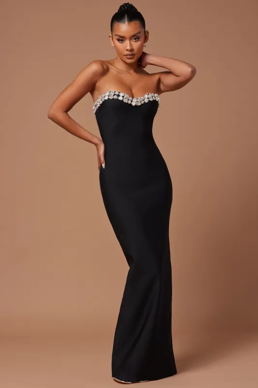 Enchanted Woman Bandage Maxi Dress - Black sold by Fashion Nova