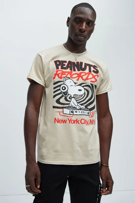 Peanuts Records NYC Short Sleeve Tee - Sand sold by Fashion Nova