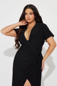 Noa Maxi Wrap Dress - Black sold by Fashion Nova