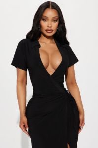 Noa Maxi Wrap Dress - Black sold by Fashion Nova