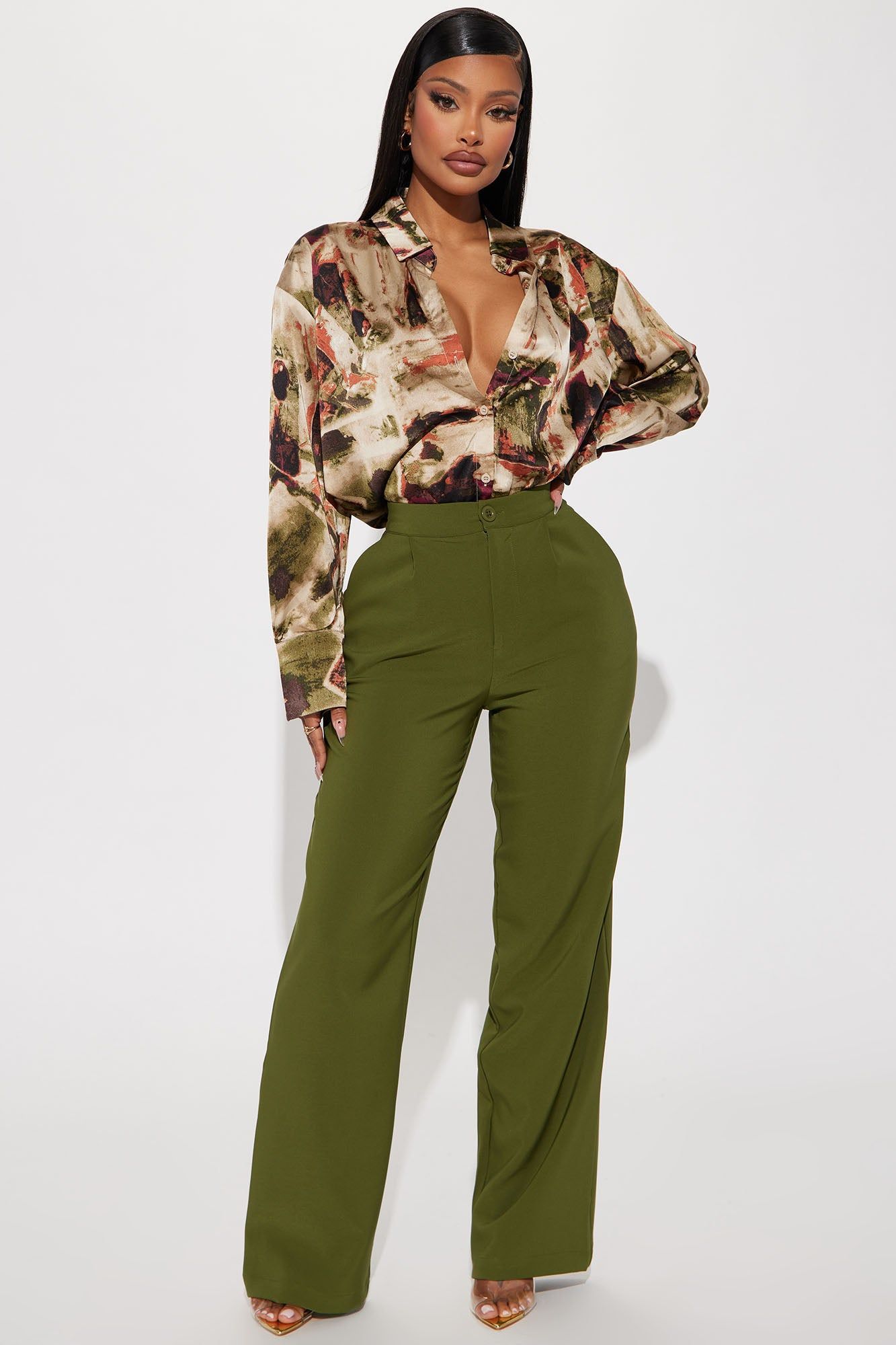 On The Go Trouser Pant - Olive sold by Fashion Nova