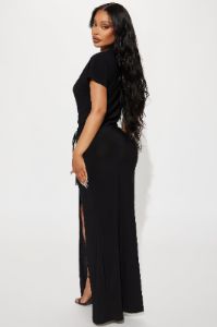 Noa Maxi Wrap Dress - Black sold by Fashion Nova