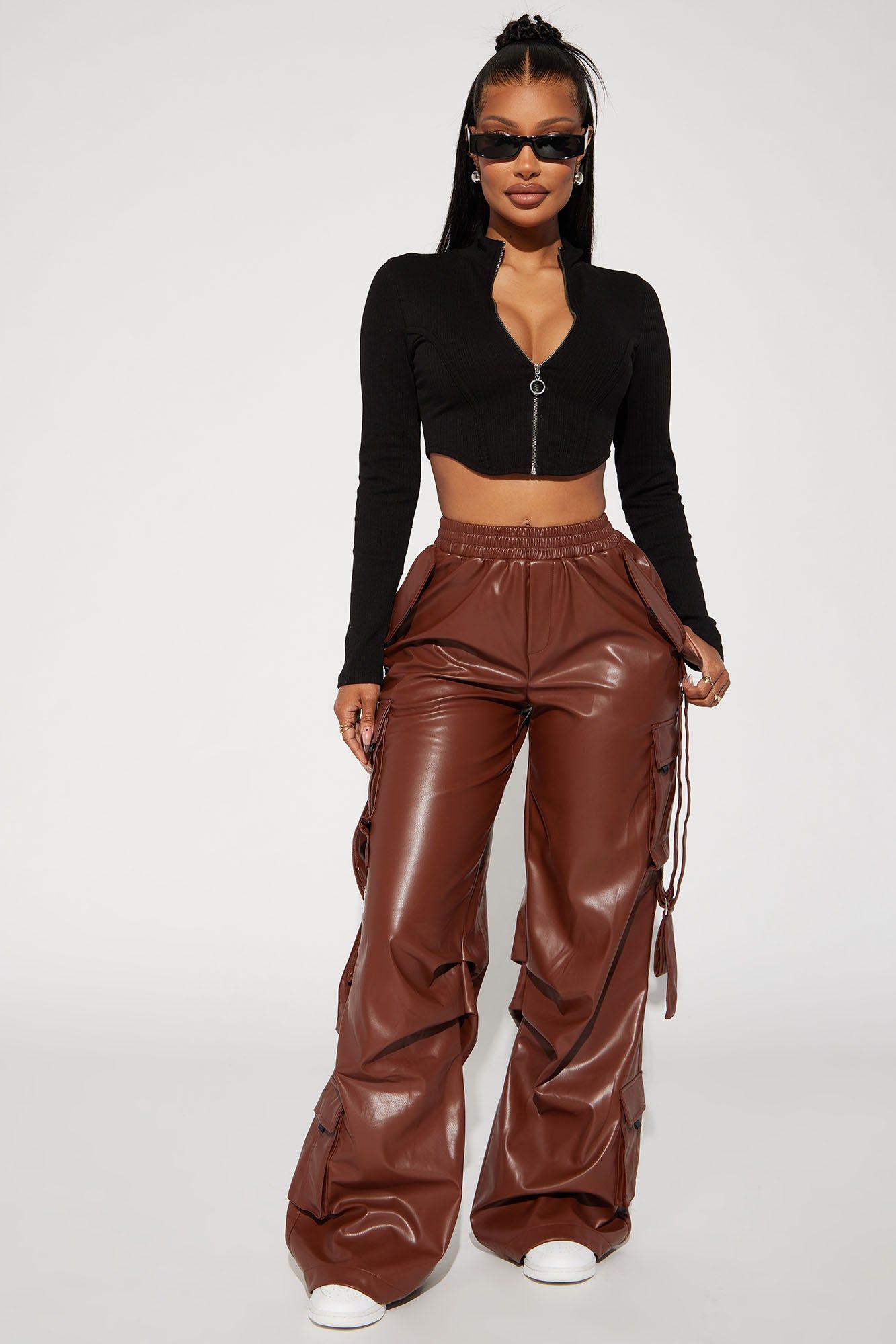 Chloe Ribbed Zip Up Top - Black sold by Fashion Nova product image thumbnail 2
