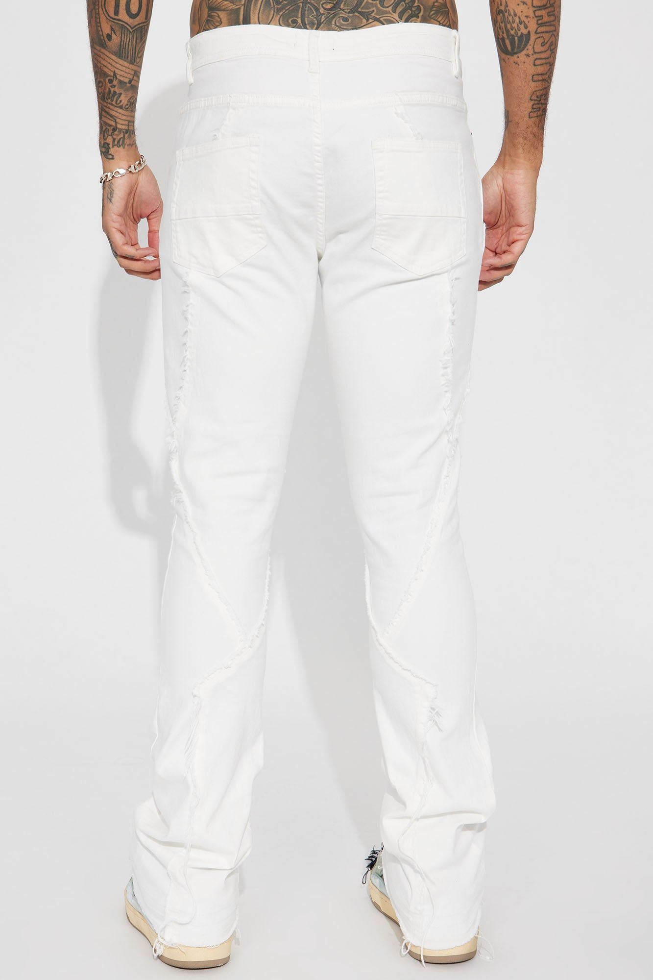 Want To Fray Stacked Skinny Flare Jeans - White sold by Fashion Nova product image thumbnail 5