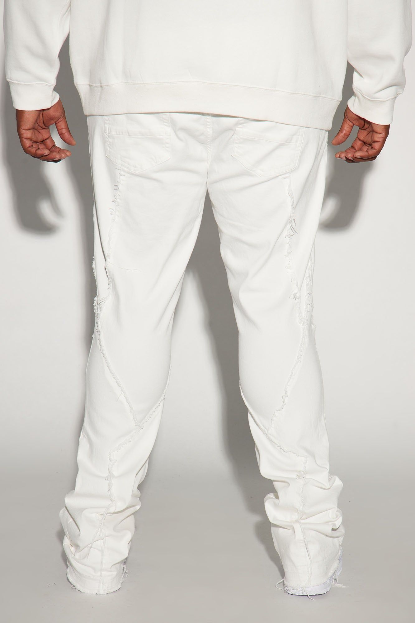 Want To Fray Stacked Skinny Flare Jeans - White sold by Fashion Nova product image thumbnail 7