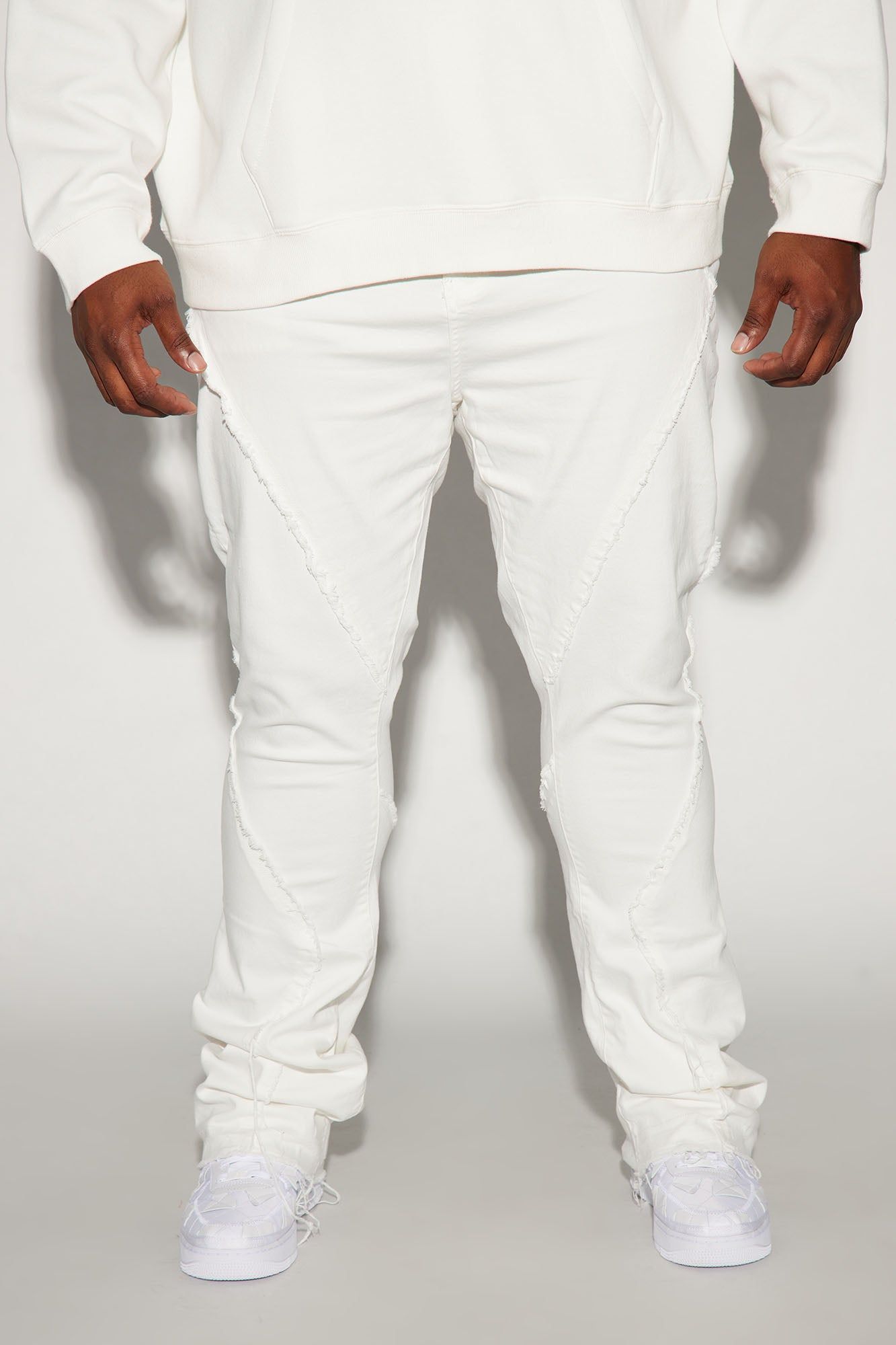Want To Fray Stacked Skinny Flare Jeans - White sold by Fashion Nova product image thumbnail 2