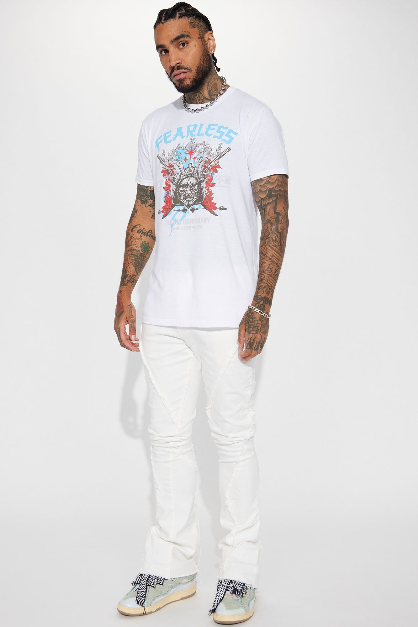 Want To Fray Stacked Skinny Flare Jeans - White sold by Fashion Nova product image thumbnail 3