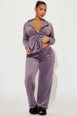 Head In The Clouds Velvet PJ Pant Set - Mauve sold by Fashion Nova