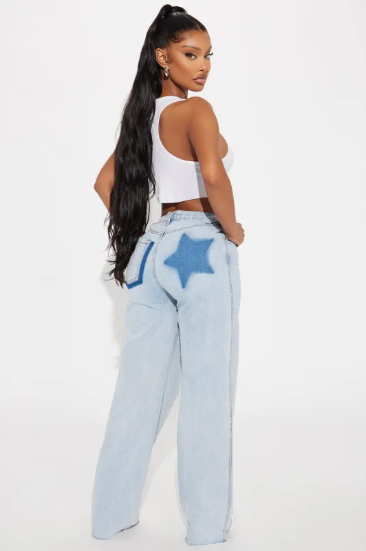 In The Stars Wide Leg Jeans - Light Wash sold by Fashion Nova