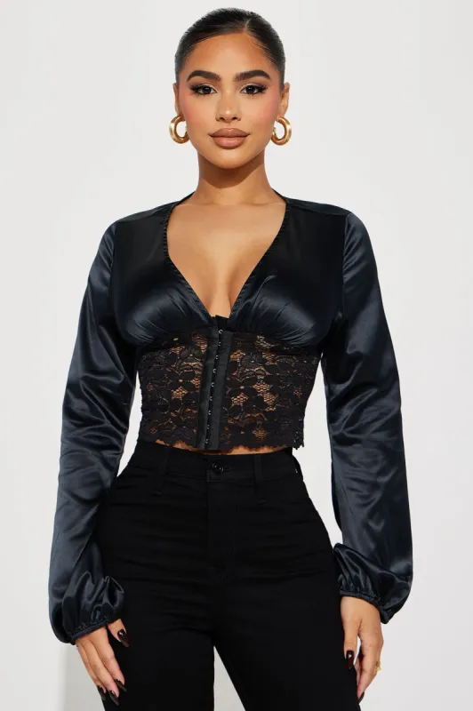 Amina Blouse Top - Black sold by Fashion Nova