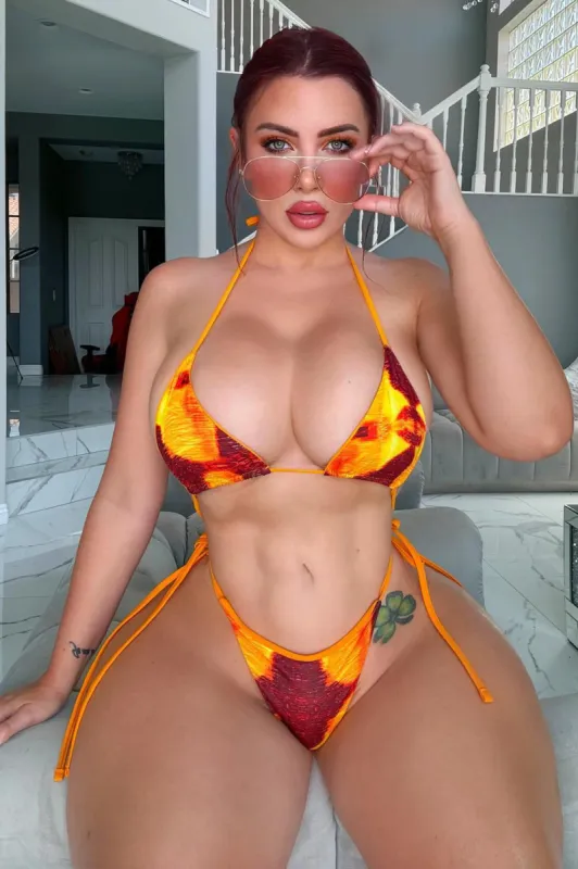 Naomi 2 Piece Bikini - Orange/combo sold by Fashion Nova