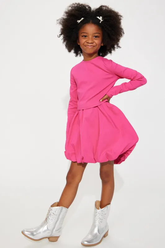 Mini Lillana Bubble Hem Skirt Set - Hot Pink sold by Fashion Nova