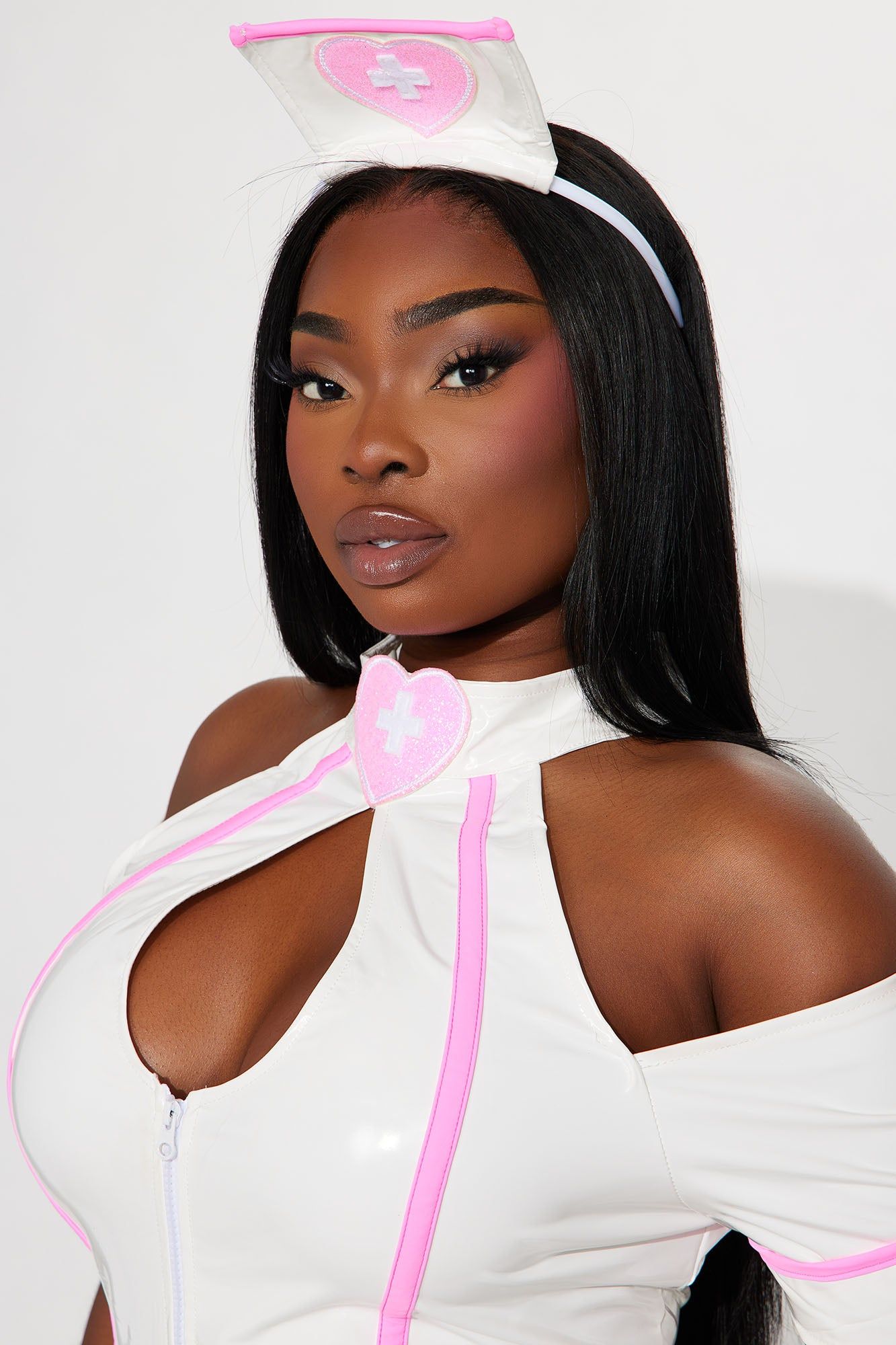 Pulse Is Racing Nurse 3 Piece Costume Set - White/Pink sold by Fashion Nova product image thumbnail 3