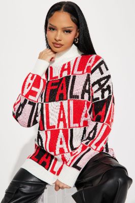 Fa La La Sweater - Red/combo sold by Fashion Nova