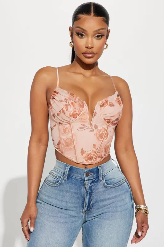 Show Me Love Corset Top - Peach/combo sold by Fashion Nova