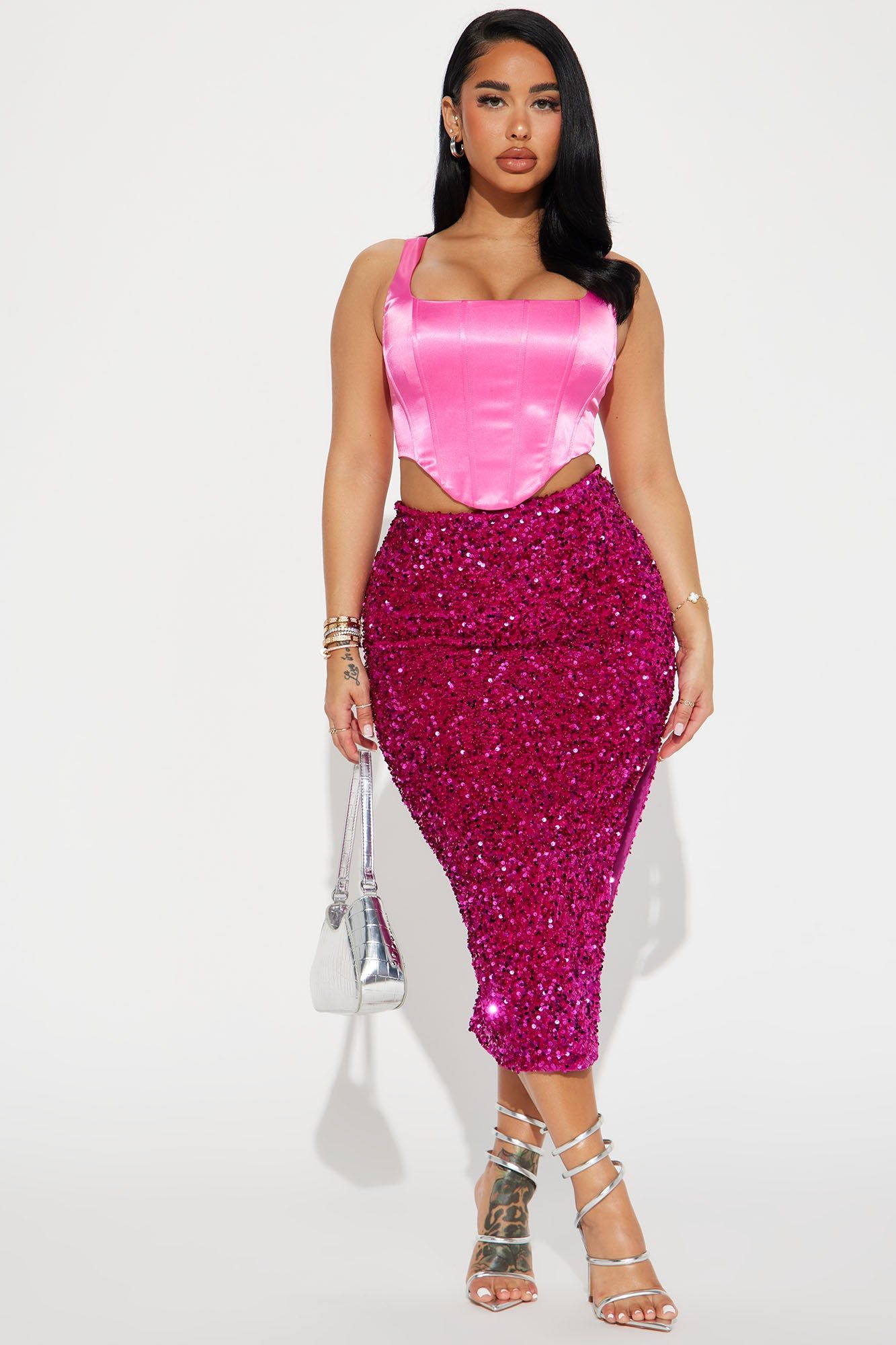 Love You Better Sequin Midi Skirt - Fuchsia sold by Fashion Nova