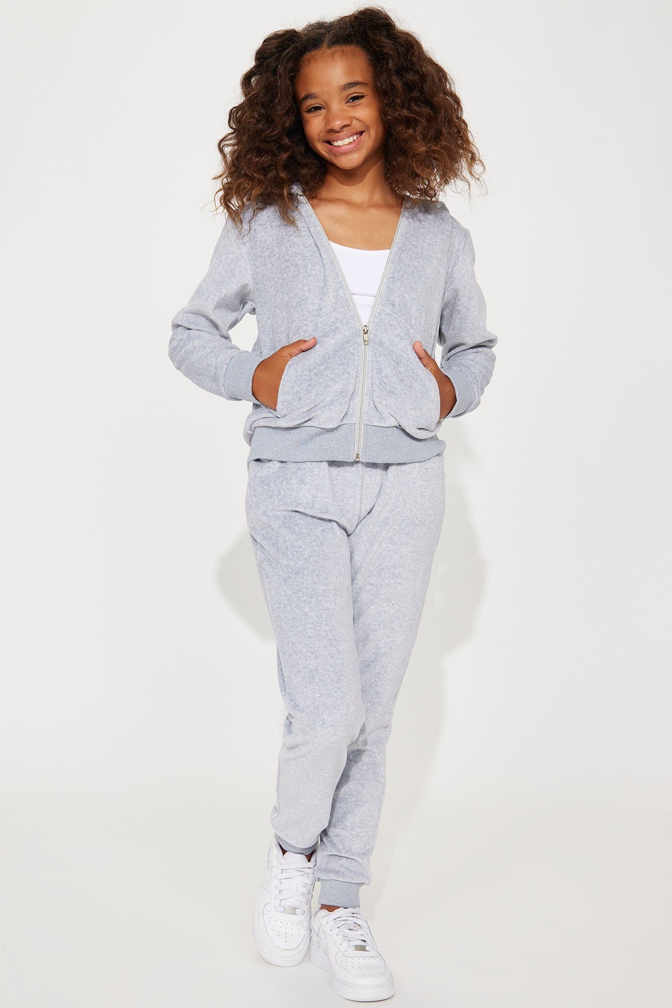 Mini Original Trendsetter II Velour Set - Heather Grey sold by Fashion Nova