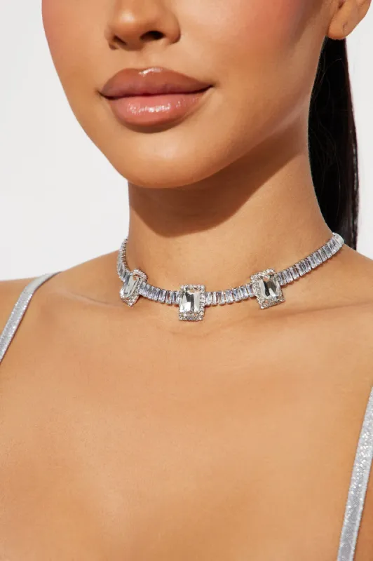 Rhinestone Baby Girl Necklace - Silver made by Fashion Nova