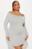 My Go To Off Shoulder Mini Dress - Heather Grey sold by Fashion Nova