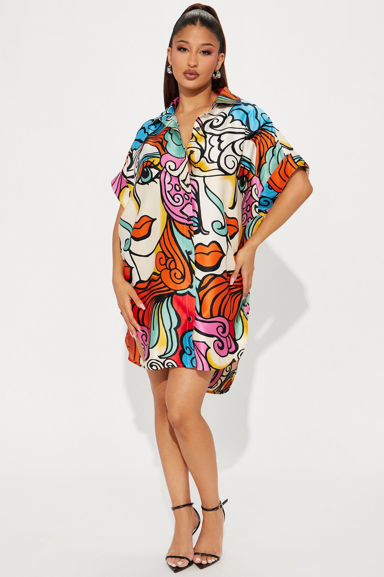 Dakota Portrait Mini Shirt Dress - Multi Color sold by Fashion Nova product image thumbnail 2