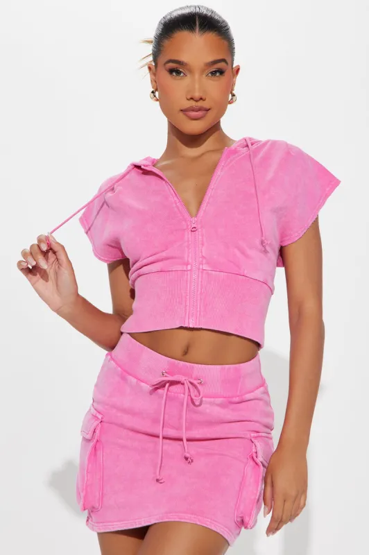 Ayla Mineral Wash Skirt Set - Pink sold by Fashion Nova