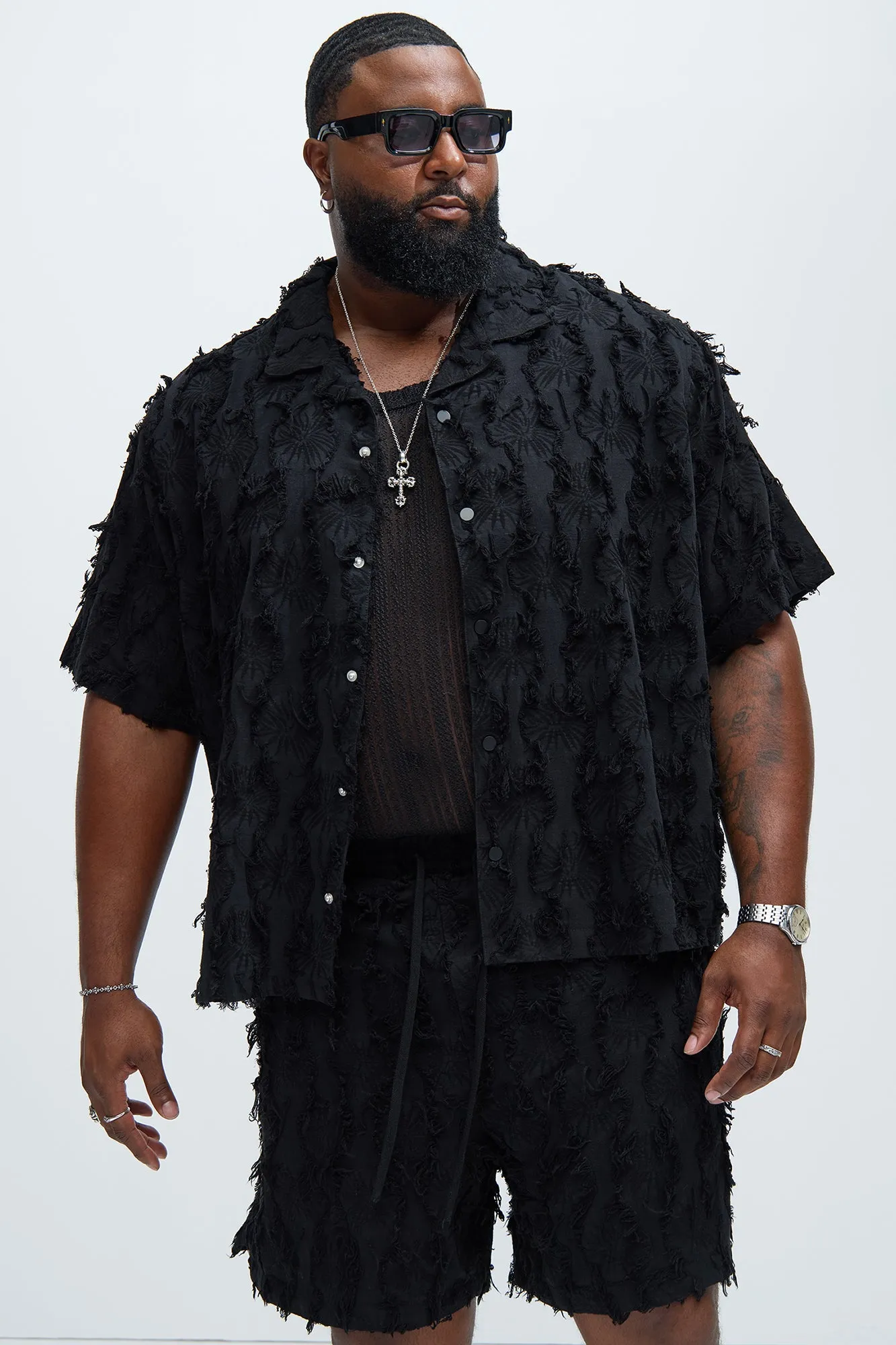 トップス Black Frayed Edge Linen Shirt Black Frayed Edge Linen Shirt [for setup] – PRY