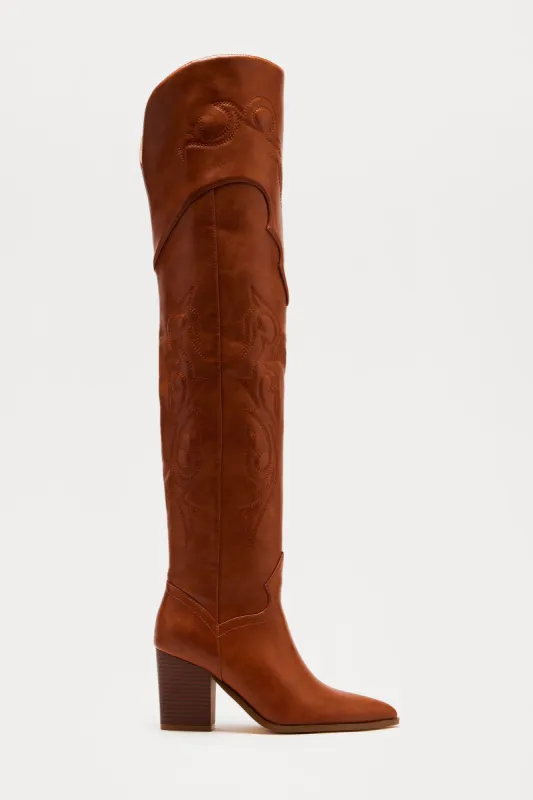 Texas Charm Thigh High Boots - Tan sold by Fashion Nova
