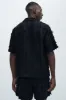 Frayed Jacquard Linen Shirt - Black sold by Fashion Nova